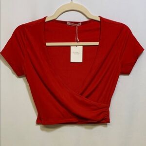 Red Wrap Crop Top
